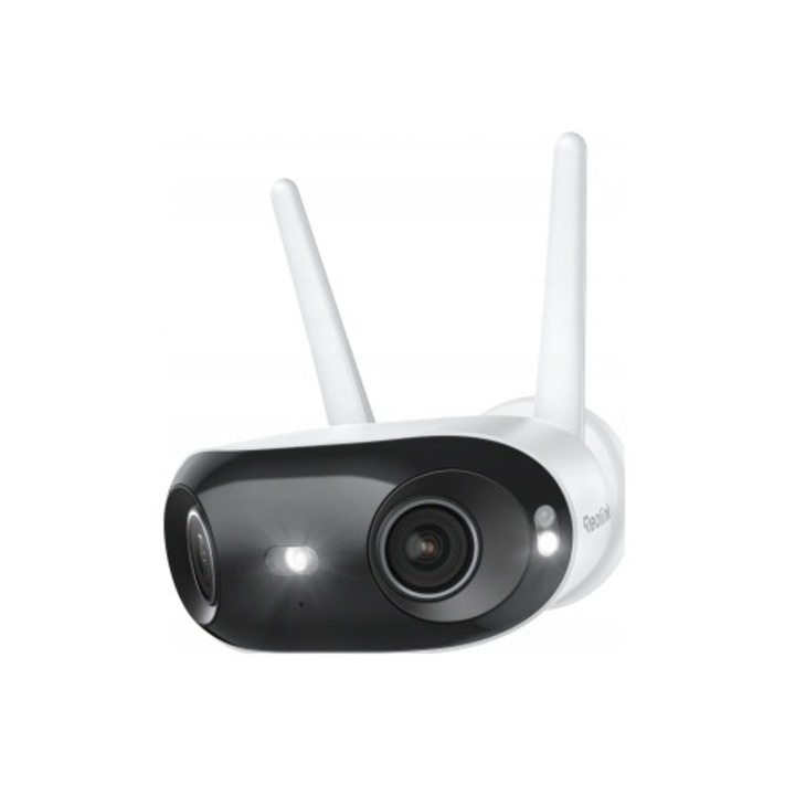 Camera de supraveghere externa Reolink Elite WiFi 4K 8MP, 180° panoramica, cu doua obiective, vedere color nocturna, dual-band Wi-Fi 6, IP67, Alb/Negru, 1 buc
