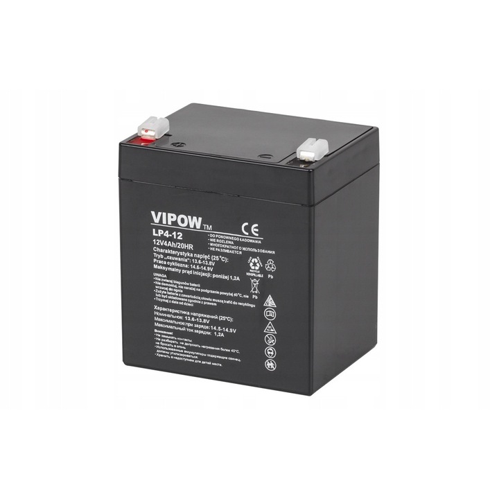 Акумулатор гел 12V 4Ah Vipow без поддръжка 90x70x106mm
