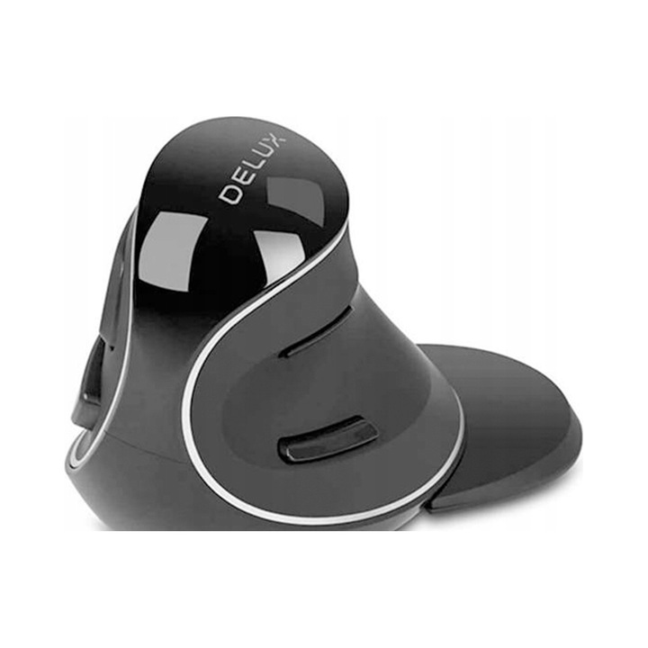 Mouse wireless verticala DeLux M618PD ergonomic negru 107x95x90mm
