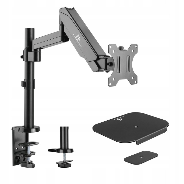 Maclean MC-775 + MC-929 asztali monitortartó, állítható dupla karral és gázrugós rendszerrel, VESA 75x75/100x100 rögzítés, Fekete, 1 db