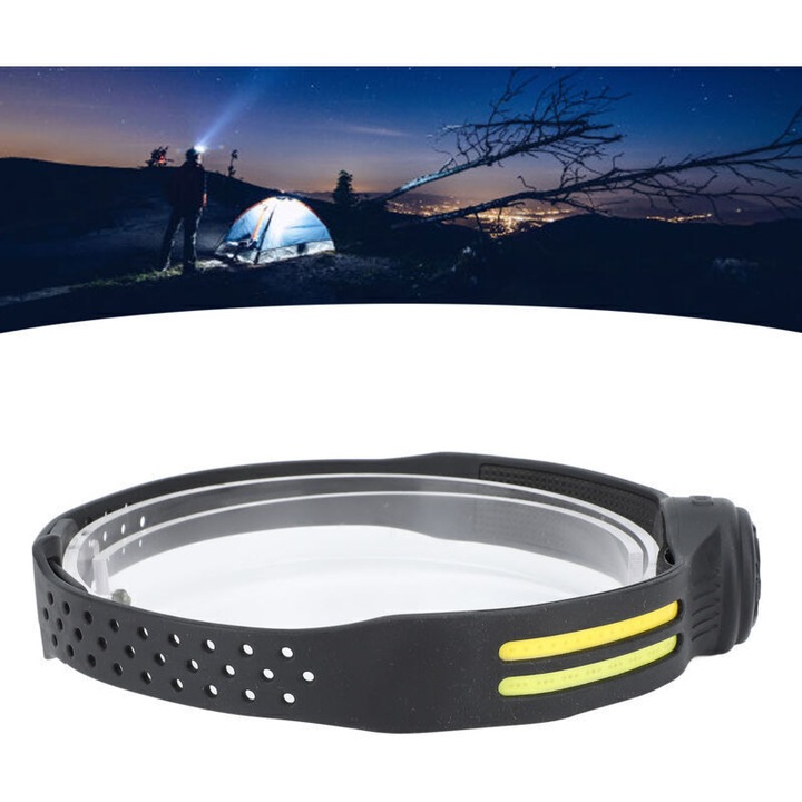 LED COB челник, регулируем, USB презареждаем, водоустойчив, 1200mAh