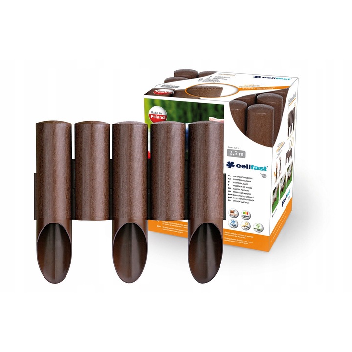 Cellfast Palisade kerti szegély 2,3m fa textúra UV-álló tégla színű 14,5cm