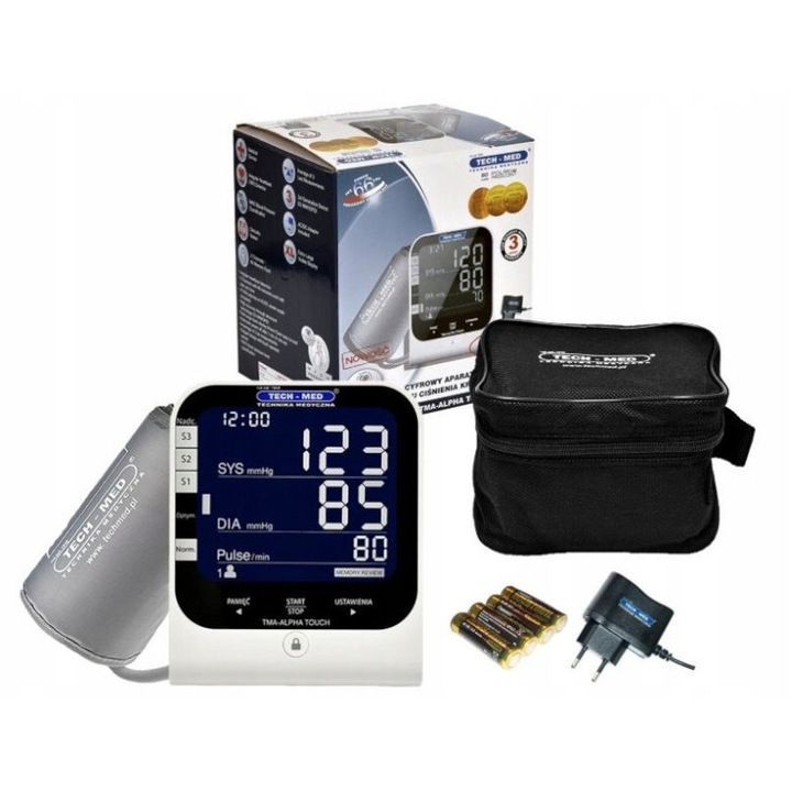 Tensiometru digital Tech-Med TMA-Alpha Touch automat, memorie 60 masuratori, manseta 22-42cm, alb
