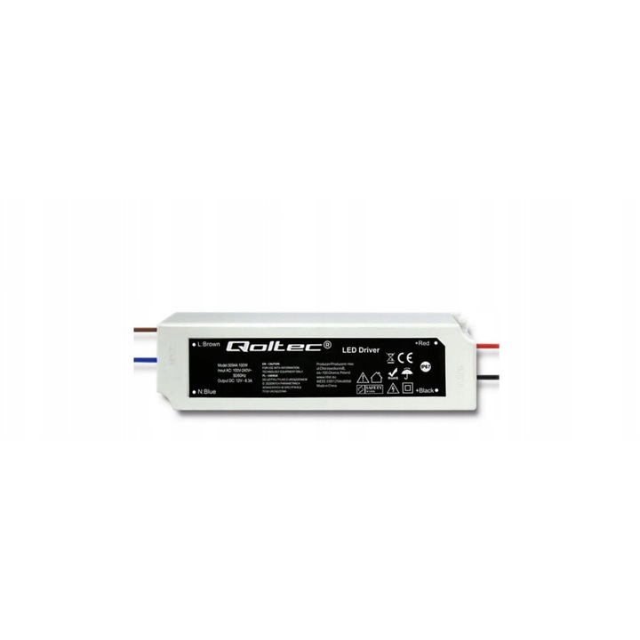 LED захранване Qoltec 100W 12V IP67 53x192x37mm