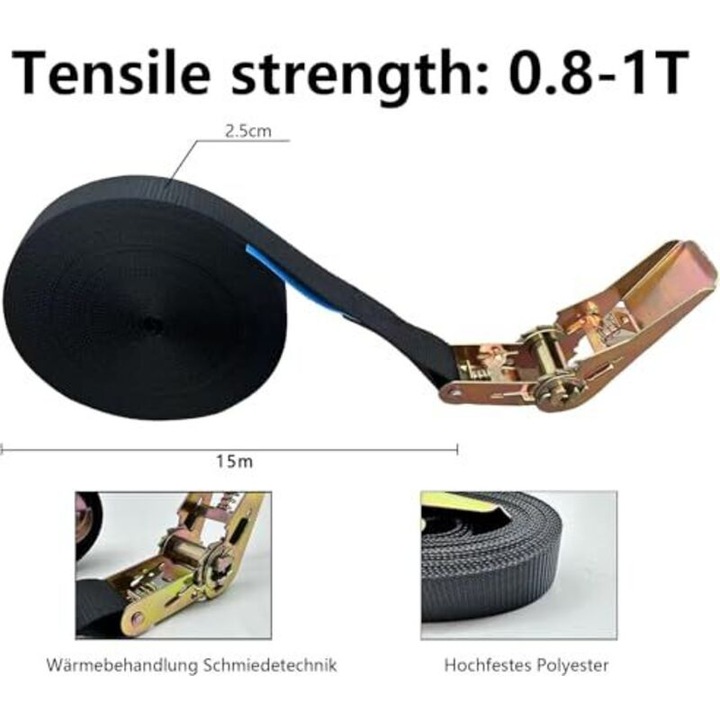 Chingi cu clichet, chingi de ancorare 15 m, latime 25 mm, capacitate ...