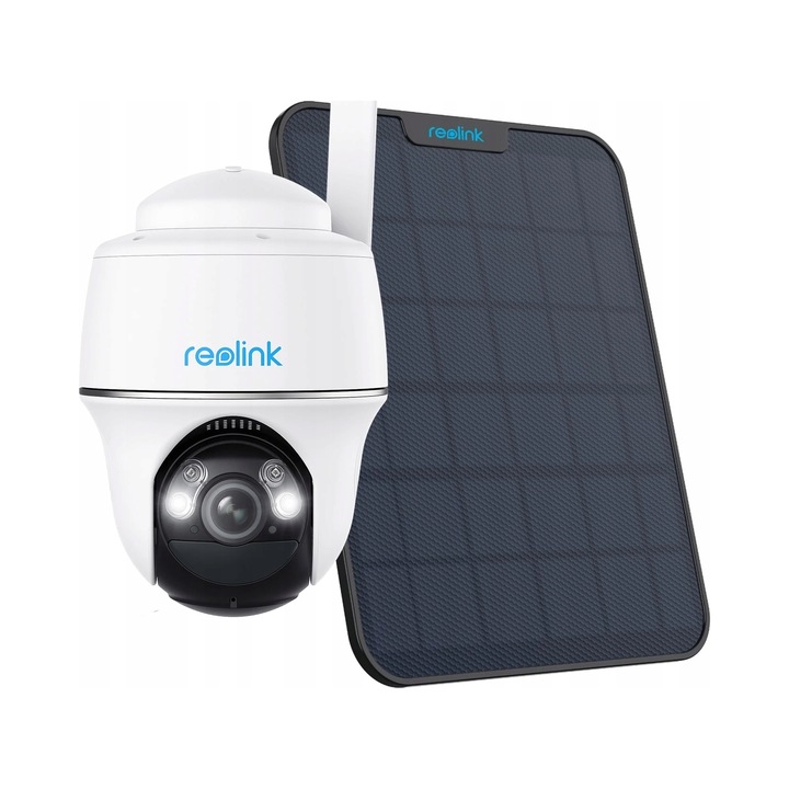 Камера за наблюдение Reolink Go PT Ultra 4G 4K 8MP бяла 6000mAh комплект с черен соларен панел 6W 210x175x7mm