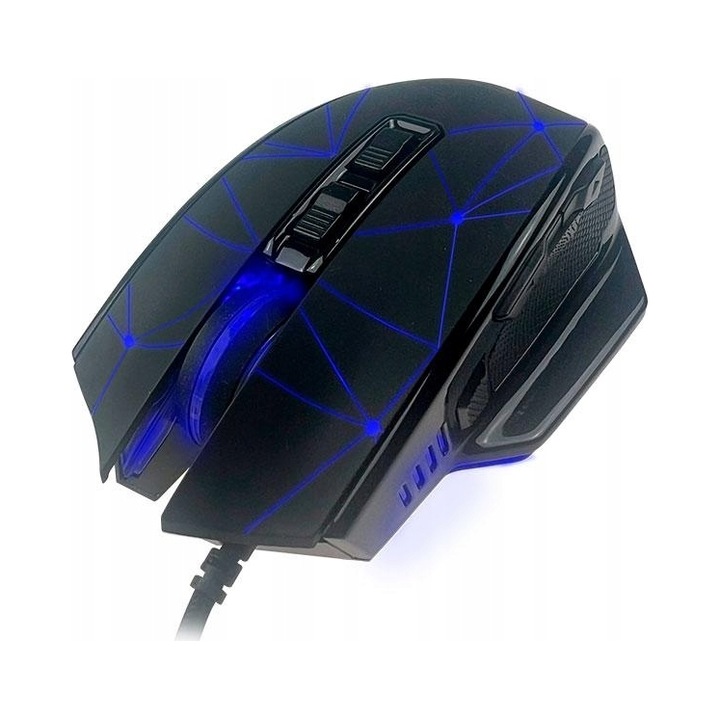 Mouse gaming Tracer Gamezone Space, iluminare RGB, DPI reglabil 1200-7200, 8 butoane + rola, cablu impletit 1,5 m, set greutati 4 x, suprafata mat-guma, negru
