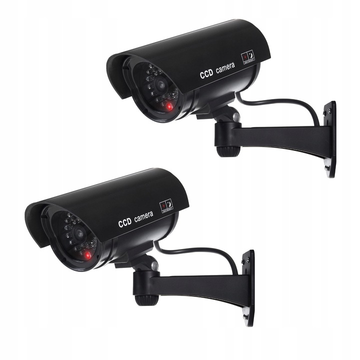 Camera de supraveghere falsa IR1100 B, cu dioda LED intermitenta, rezistenta la intemperii, accesorii montaj incluse, negru, 2 buc