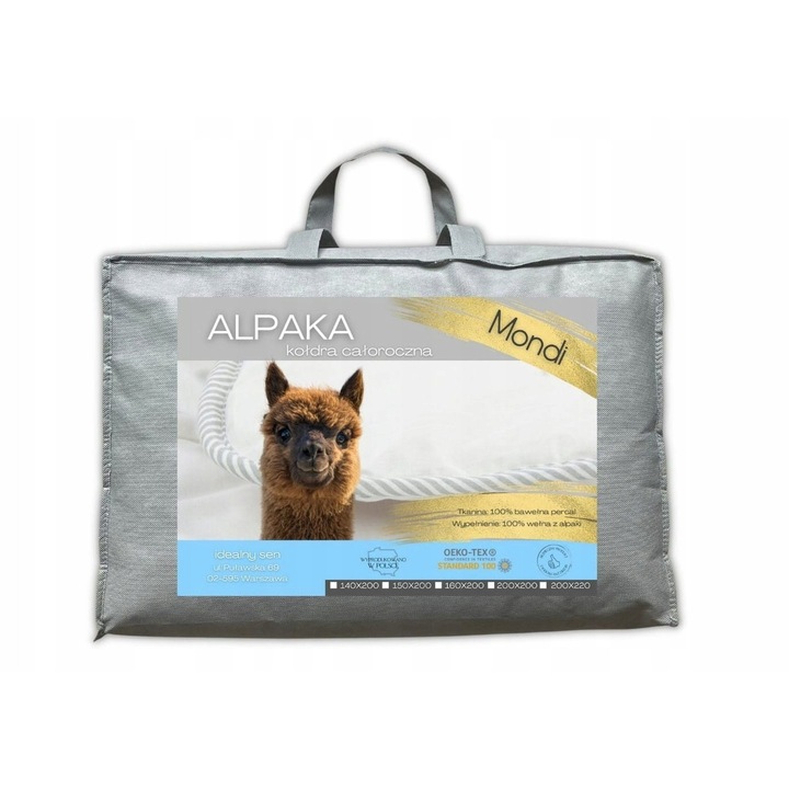 Pilota Mondi Alpaca 160x200 alba naturala calduroasa