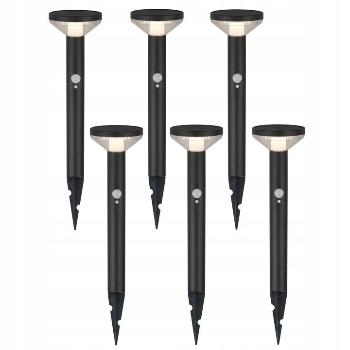 Set 6 lampi solare de gradina Maclean MCE465 B LED negru 220lm 3,7V