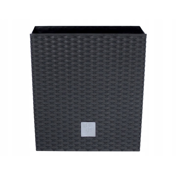 Саксия Prosperplast Rato Low DRTS325L-S433 с вид на ратан, с вложка, от пластмаса, антрацит, 32 л, 32x32x32 см