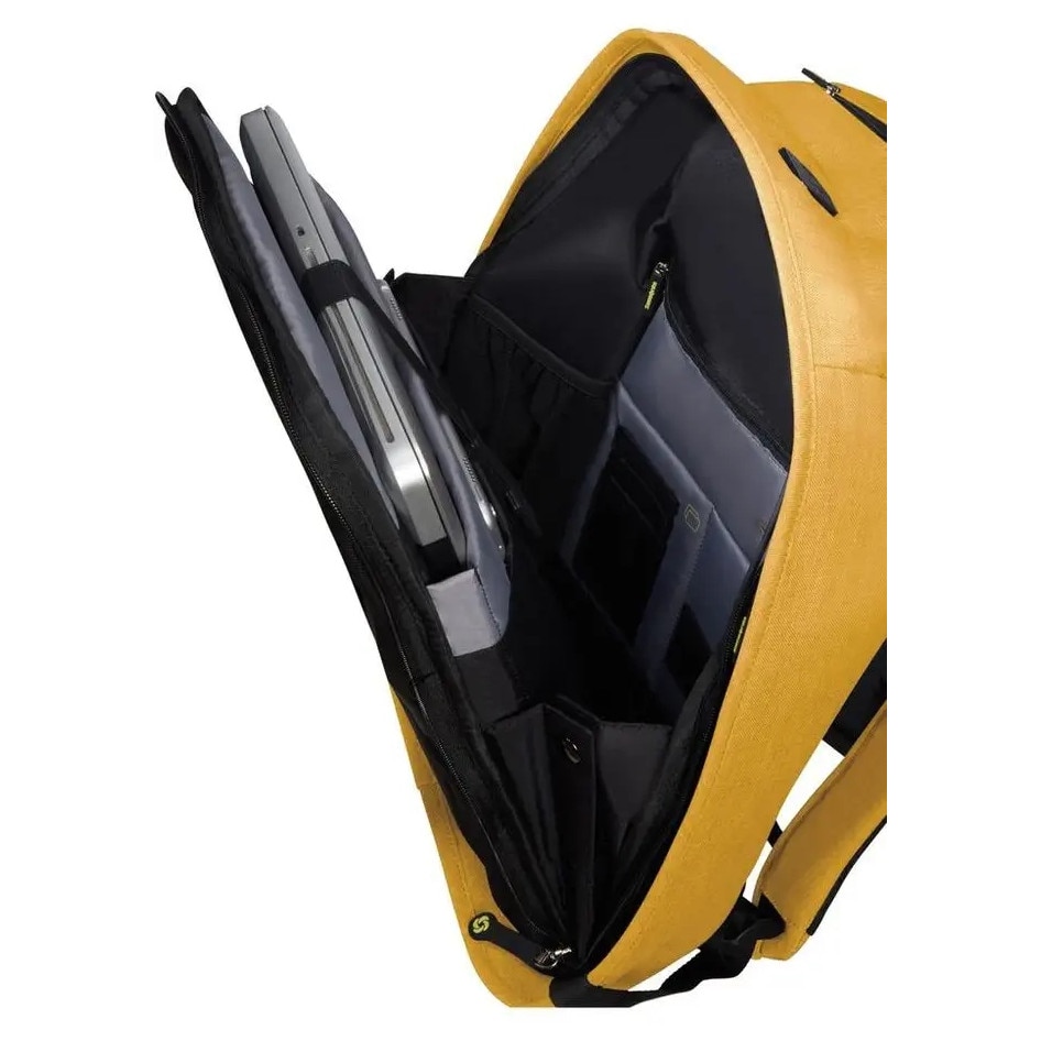 Samsonite, Rucsac pentru laptop din material PET cu port USB integrat si protectie RFID Securipak, Galben, 15.6''