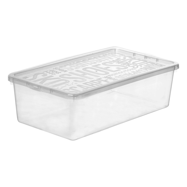 Кутия за обувки Basic 19x34, от прозрачна пластмаса, подреждаща се, 4L, 34x19x9.7 cm, 1 бр