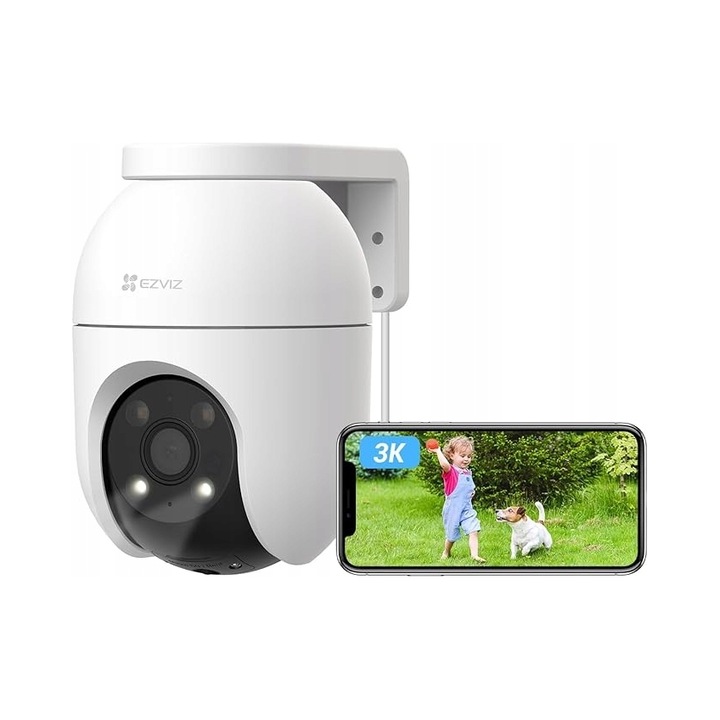 Камера WiFi Ezviz C60P Dual 2K, двоен обектив, AI детекция, бял, 116x116x165mm