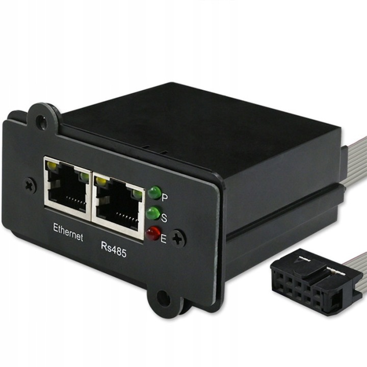 Modul SNMP Qoltec 50398, carta SNMP pentru monitorizare si management UPS prin LAN/Internet, compatibil SNMP v1/v2c/v3, RJ-45 Ethernet, Negru, 1 buc