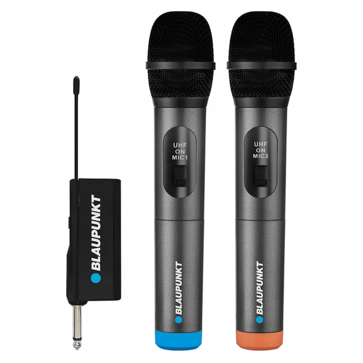Microfon wireless Blaupunkt WM60UDB set 2 buc, UHF, negru, 230x49x49mm