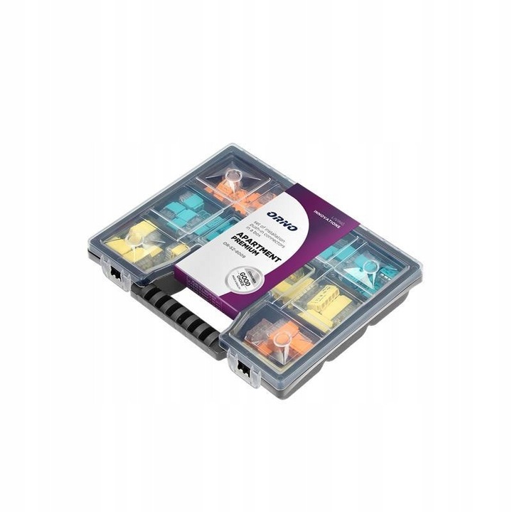 Set de cleme rapide pentru cabluri Orno OR-SZ-8009, 109 piese, pentru 3 conductori, cutie organizator, Multicolor