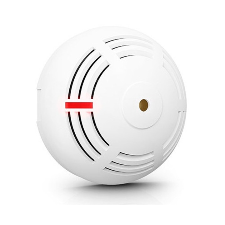 Satel SDA-250 önálló füstérzékelő, fotoelektromos, piezoelektromos akusztikus jelzés, LED indikátor, Hexamesh rozsdamentes acél szűrő, CR123A 3V 10 év elem, Fehér, 108 x 54 mm