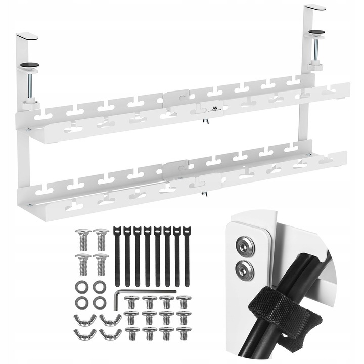 Organizator cabluri Maclean MC-102 alb, reglabil 433x728mm 2 niveluri