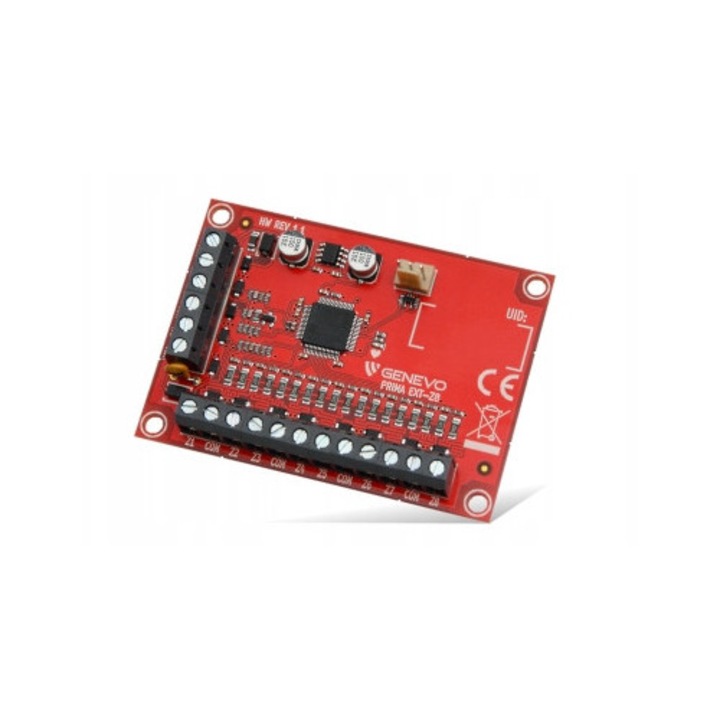 Modul Genevo PRiMA EXT-Z8 bővítő, 8 programozható NO/NC/EOL/2EOL bemenet, felügyelt szabotázs bemenet, AUX kimenet 150mA, Piros, 1 db