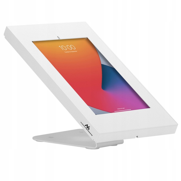 Suport publicitar pentru tableta Maclean MC-475W, inchidere cu cheie, compatibil 9.7-11 inch, montaj birou/pe perete, Alb