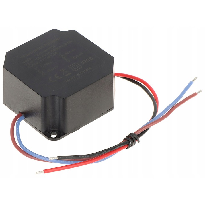Delta tápegység, 12V, 1.5A, IP65, 60x60x30mm, fekete