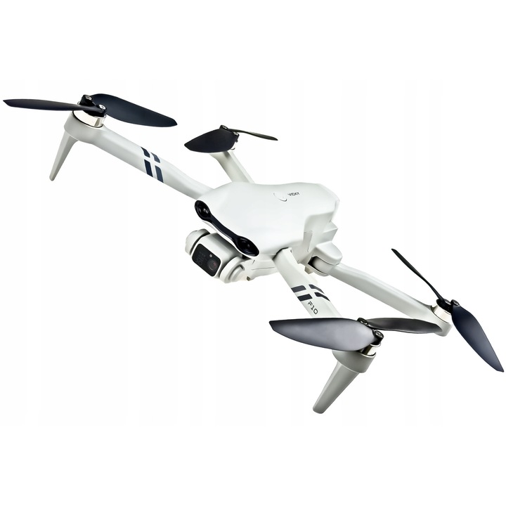 Dron EVI F10, wi-fi, gps, 2 camere 4K, zbor 2000 m, 3 x 1600 mAh (3 x 25 min), alb, cu valiza