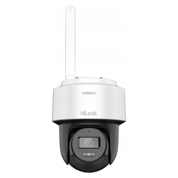 Camera de supraveghere HiLook WIFICAM-PT4, wifi 4MP, smart hybrid light, PTZ, obiectiv 2.8mm, zoom digital x16, IR/LED 25m, audio bidirectional, H.265, IP66, alb/negru, 1 buc