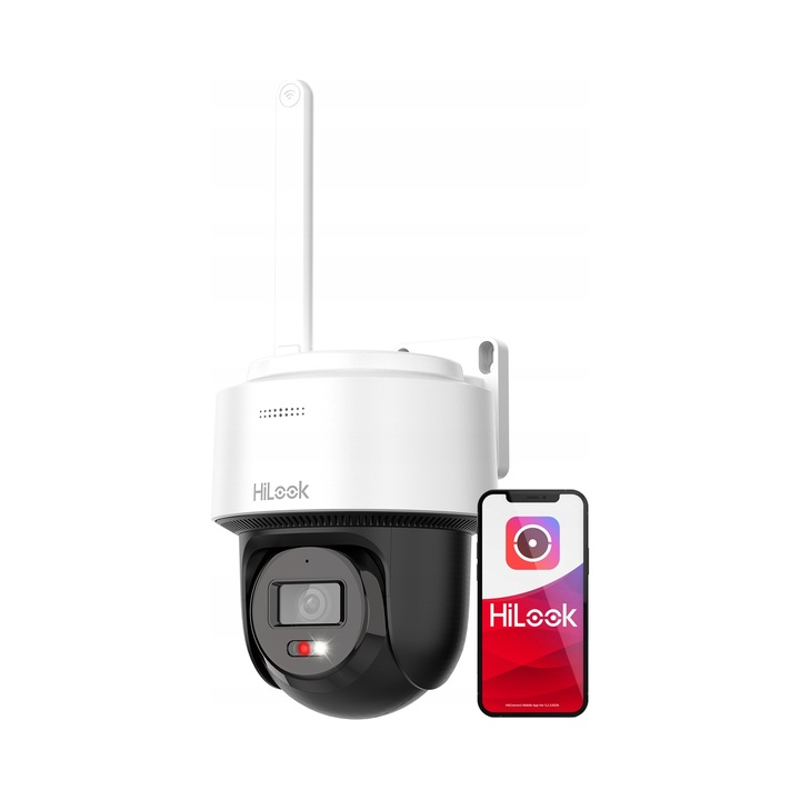 Camera supraveghere PTZ HiLook 4MP WiFi alb-negru-color 164x186x132mm