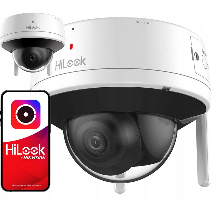 Camera WiFi HiLook IPC-D120HA-D/W, 2 MP, microfon si difuzor, Alb, 1 buc