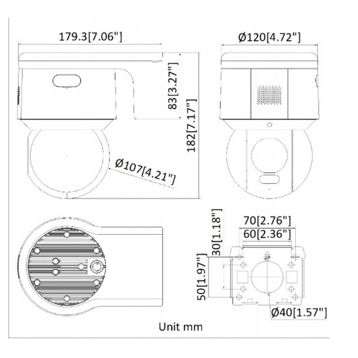 Камера IP PTZ Hikvision DS-2DE3A400BW-DE (T5), 4 MP (2560 × 1440), AcuSense за класификация на хора и превозни средства, PoE, вграден микрофон и високоговорител, Бяла, 1 бр