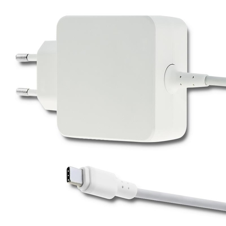 Qoltec 45W USB-C laptop töltő, fehér, 58x58x30mm