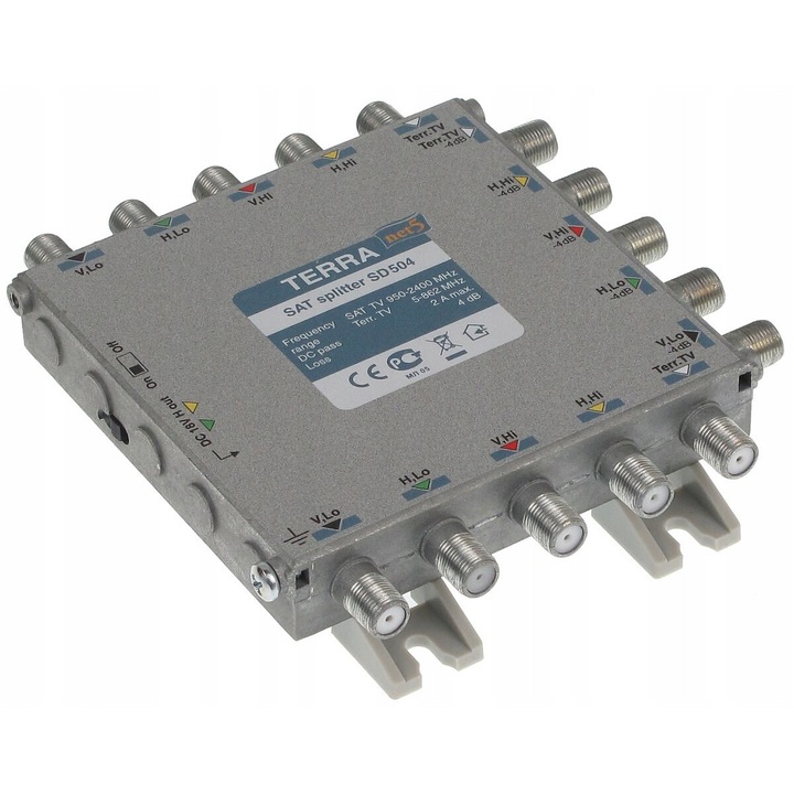 Divizor multiswitch Terra SD-504, 126x135x30mm, 4dB, negru