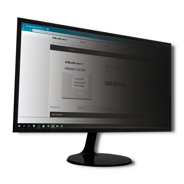 Filtru confidentialitate Qoltec 19" 16:10, anti-reflexie, transparent, 40.9x25.65cm