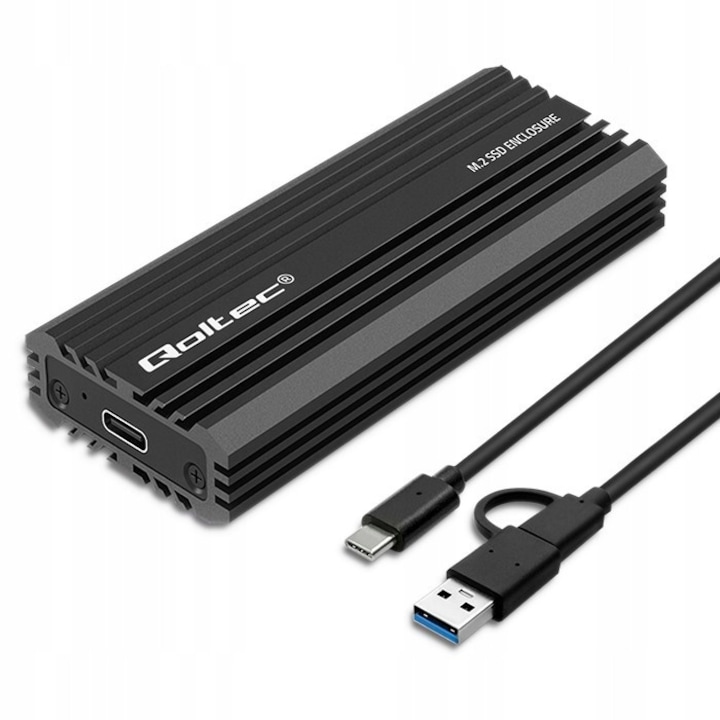 Qoltec M.2 SSD külső ház, USB-C, 2TB, alumínium, 2230x2280