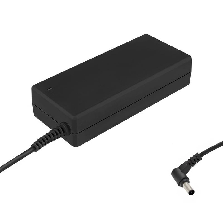 Qoltec 50088 laptop töltő, 90W 19.5V 4.7A, 6.0x4.4 mm csatlakozó + tű, tápkábel mellékelve, fekete