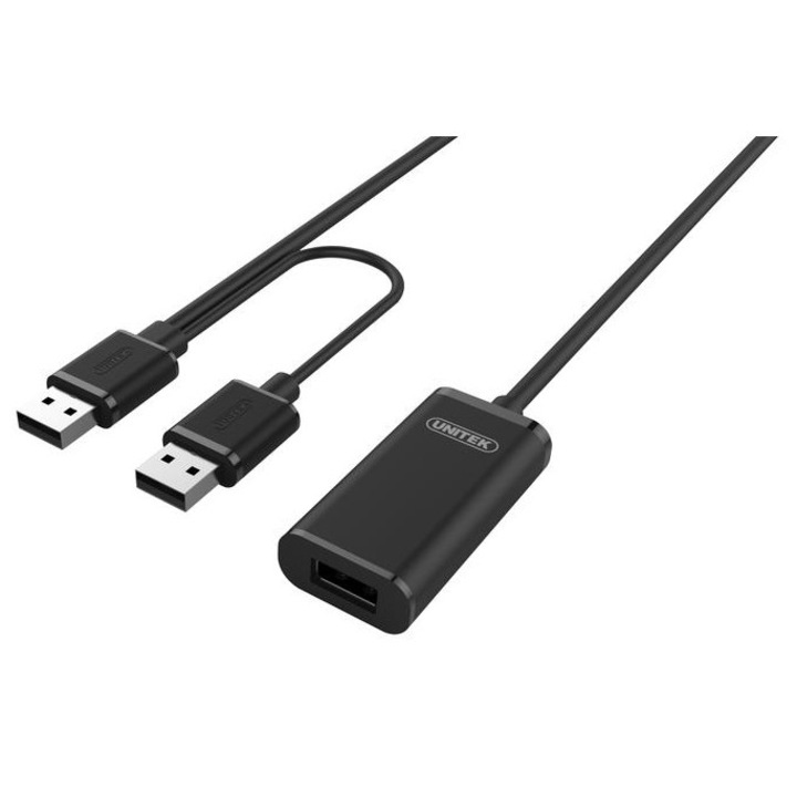 Aktív USB 2.0 hosszabbító Unitek Y-279 20m fekete