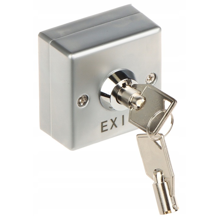 Comutator cu cheie Atlo KB-18, bistabil, argintiu, 53x53x38mm