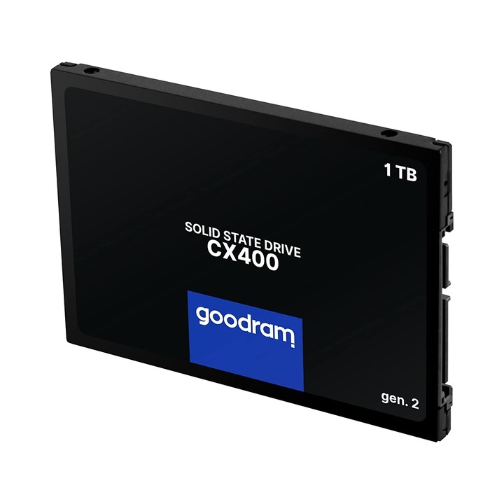 SSD belső Goodram CX400 Gen.2, 2,5'' SATA III, 550/500 MB/s, 3D TLC NAND, Fekete, 1 TB