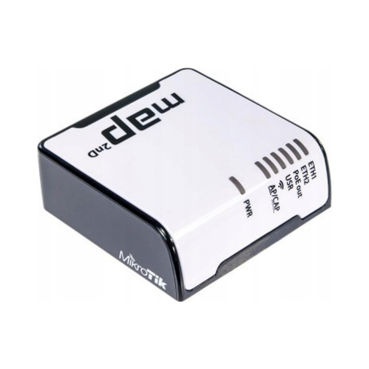Punct acces wi-fi MikroTik mAP2nD, 2.4GHz 802.11b/g/n, PoE 10-57V (802.3af/at) cu passthrough 500mA, alb/negru, 1 buc