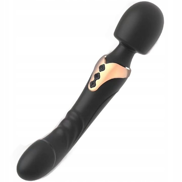 Masajer erotic vibrator LoveSex, 10 functii, din silicon medical, rezistent la apa, cu dubla vibratie si stimulatie punctului G, reincarcabil USB, Negru, 25.3 cm