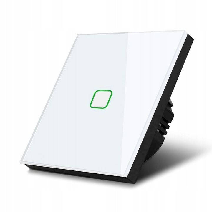 Intrerupator tactil led Maclean MCE713W, din sticla securizata, rezistent la zgarieturi, cu iluminare verde/rosie, alb, 1 buc