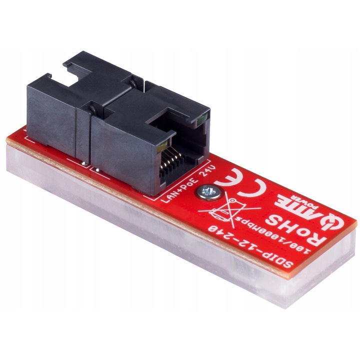 Adaptor PoE Atte SDIP-12-240, convertor DC/DC Gigabit, iesire 24 V DC 0,5 A, 2 porturi PoE, rosu, 1 buc