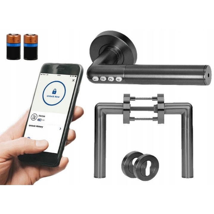 Maner usa cu incuietoare cifrata Orno OR-ZS-850/B, bluetooth 4.0, acces prin PIN, acces temporar si permanent, negru, 38-58mm