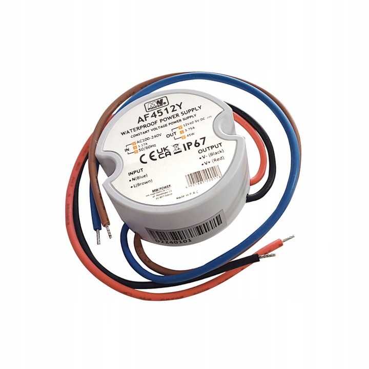 Захранване LED MW Power 12V 3,75A 45W IP67 50x22mm