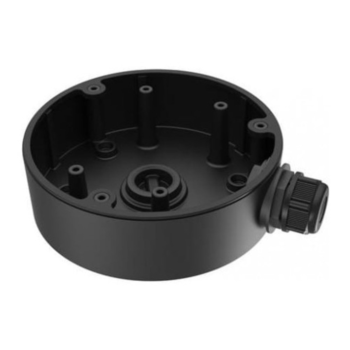 Cutie de montaj pentru camera Hikvision 1280ZJ-DM21, aluminiu, compatibil DS-2CD27xx/DS-2CD17xx, montaj pe perete/sufit, negru, O137 x 42 mm