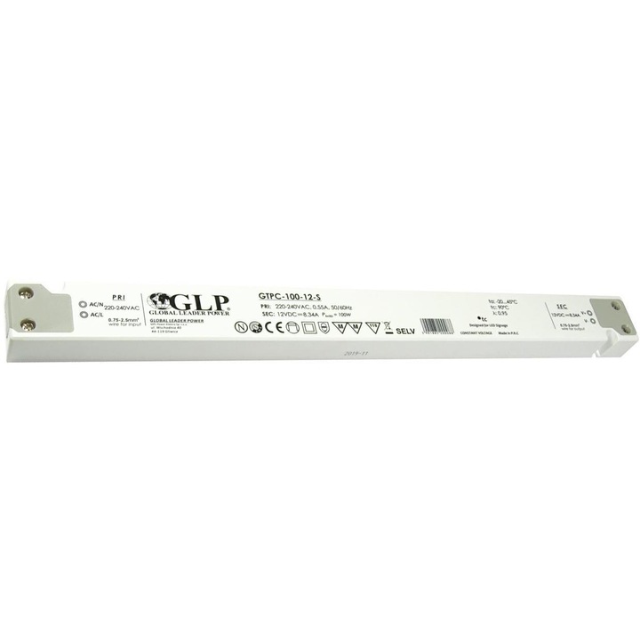 LED захранване GLP GTPC-100-12-S тънко 12V 8,3A 30x5x2cm