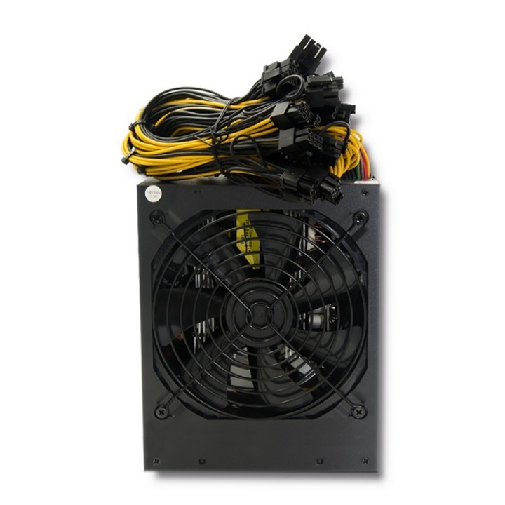 Alimentator ATX Qoltec Bitcoin Miner, 1600W, 80 PLUS Gold, semi-modular, ventilator 14 cm, PFC activ, protectii SCP/OCP/OVP/UVP/OPP, Negru, 160 x 150 x 85 mm, 1 buc