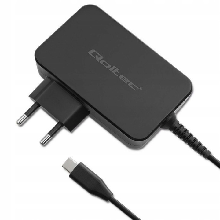 Qoltec GaN POWER PRO 100W hálózati töltő, fekete, 100x95x30mm