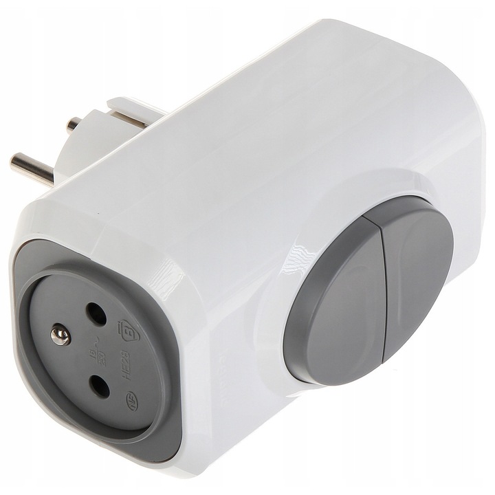 Разклонител Legrand 50637 2 контакта 2P+Z 16A бяло-сив 3680W с бутони